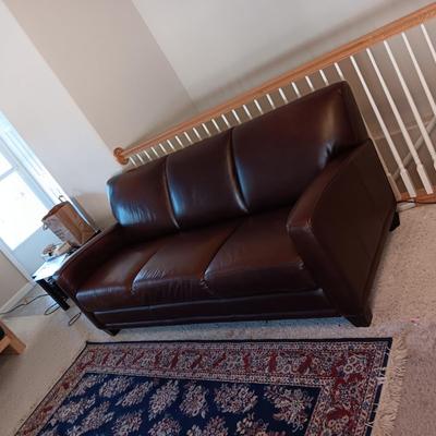 LA Z BOY PLUM COLORED LEATHER SOFA