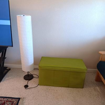 IKEA HOLMO JAPANESE FLOOR LAMP W/FOOT SWITCH AND A STORAGE BOX