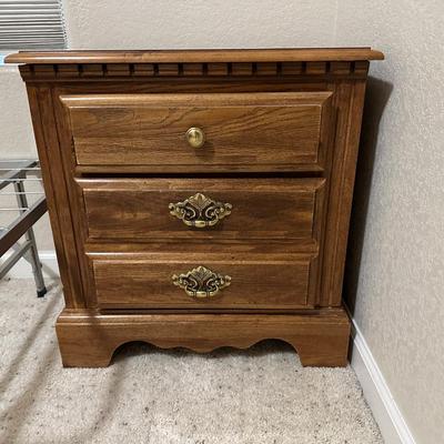 2 PIECE FOLDING BED FRAME AND BROYHILL NIGHT STAND