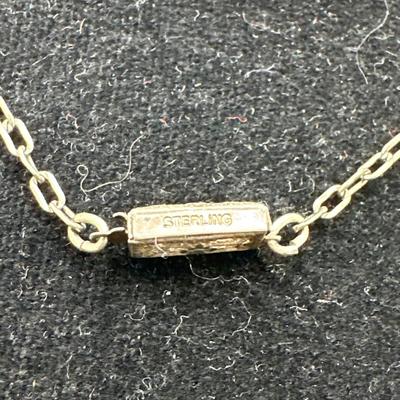 Deco, pink, crystal rhinestone, and sterling necklace