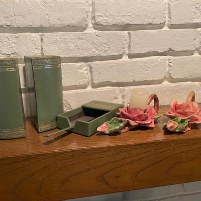 Book Ends and Candle Holder Lot