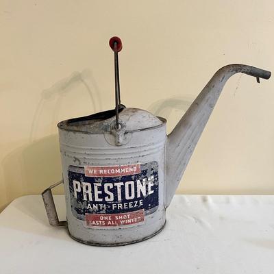 1940's Prestone Anti-Freeze 2 Gallon Gas Station Fill Can