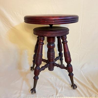 Antique Piano Stool Brass Eagle Clawfoot w Glass Balls (1 of 3)