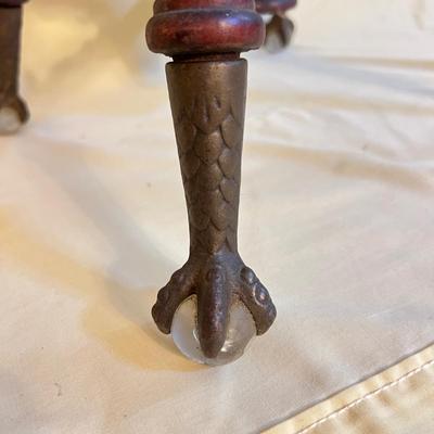 Antique Piano Stool Brass Eagle Clawfoot w Glass Balls (1 of 3)