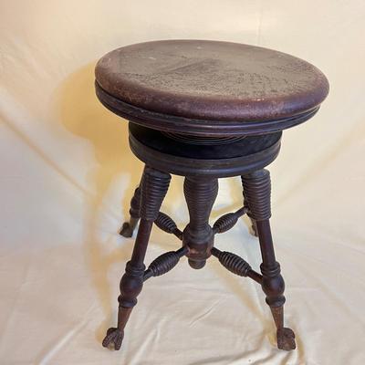Antique Piano Stool Brass Eagle Clawfoot w Glass Balls (2 of 3)