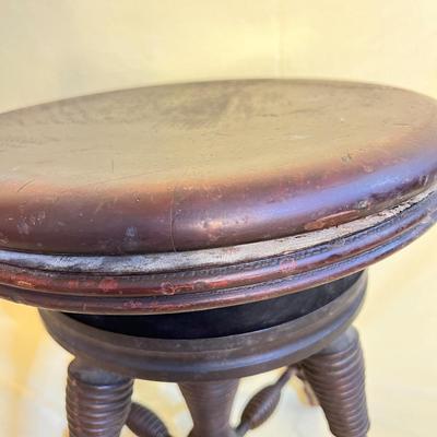Antique Piano Stool Brass Eagle Clawfoot w Glass Balls (2 of 3)