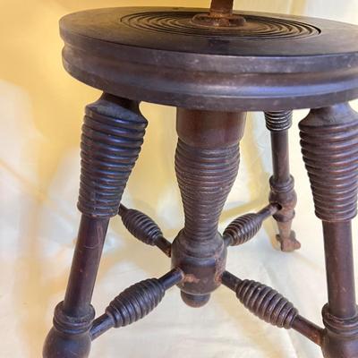 Antique Piano Stool Brass Eagle Clawfoot w Glass Balls (2 of 3)