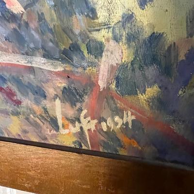 c. 1934 Antique Original Oil Painting Framed on Canvas Signed Luft