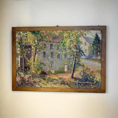 c. 1934 Antique Original Oil Painting Framed on Canvas Signed Luft