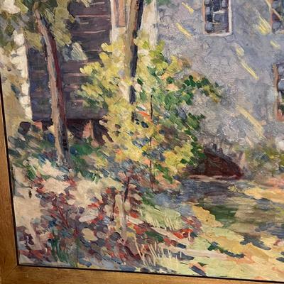 c. 1934 Antique Original Oil Painting Framed on Canvas Signed Luft