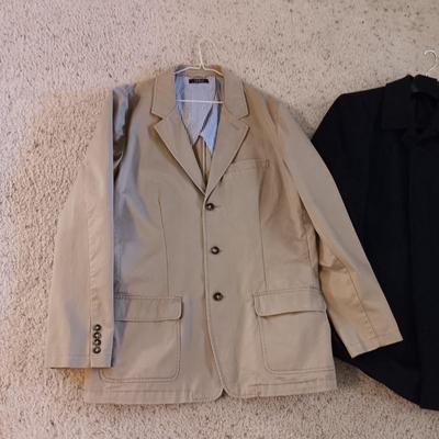 MEN'S SAKS FIFTH AVENUE AND LL BEAN SPORT COATS PLUS A WOOL DEESS COAT