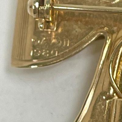 Gold Tone Bow Tie Brooch Pin