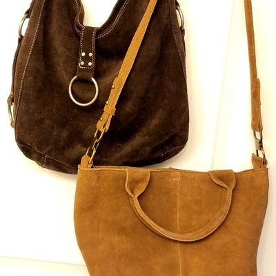 Two Shades Of Brown Suede 70's-Style Bags