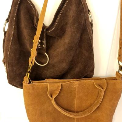 Two Shades Of Brown Suede 70's-Style Bags