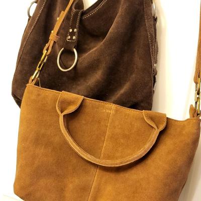 Two Shades Of Brown Suede 70's-Style Bags