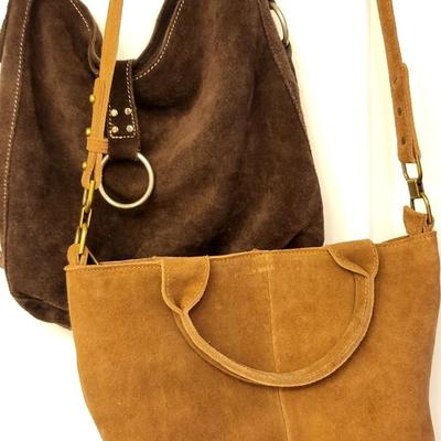 Two Shades Of Brown Suede 70's-Style Bags