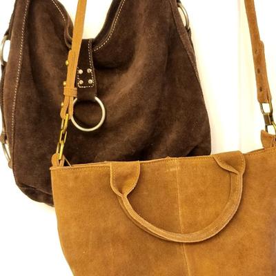 Two Shades Of Brown Suede 70's-Style Bags