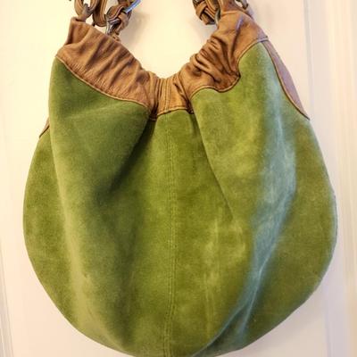 Green Suede FOSSIL Hobo-Style Bag