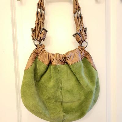 Green Suede FOSSIL Hobo-Style Bag