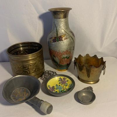 Brass Cloisonné Vase & More Floral Metal Decor (O-HS)