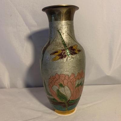 Brass Cloisonné Vase & More Floral Metal Decor (O-HS)