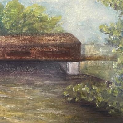 c. 1958 Vintage Framed Oil on Canvas Painting Signed