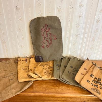 Lot of 10 Antique Vintage PA Bank Bags
