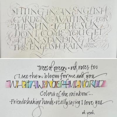 John Lennon & Louis Armstrong Framed Lyric Art by Elizabeth Simmonds & John Stevens (2B-MK)