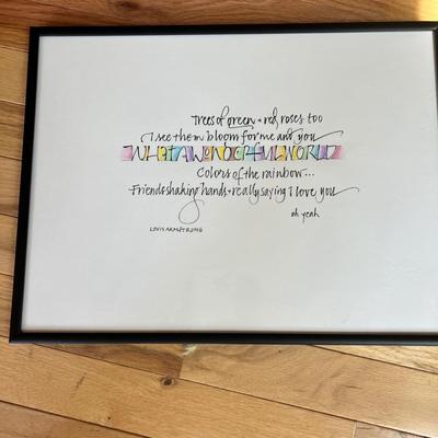 John Lennon & Louis Armstrong Framed Lyric Art by Elizabeth Simmonds & John Stevens (2B-MK)