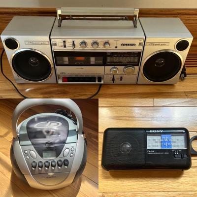Sanyo M-V40K Boombox, Audiovox CD Player, & Sony Radio (2B-MK)