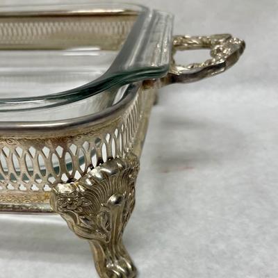 3-Quart Glass Lined Silver Serving Dish
