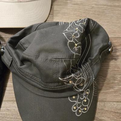 (3) Hats - Gray, Black, and White