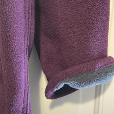 Purple Knee Length Fleece Jacket & Knit Scarf
