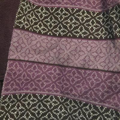 Purple Knee Length Fleece Jacket & Knit Scarf