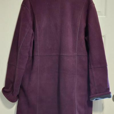Purple Knee Length Fleece Jacket & Knit Scarf