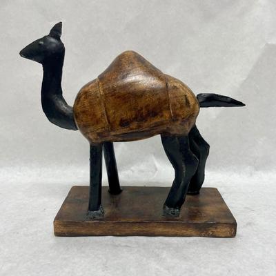 Wood and Metal Camel Figurine