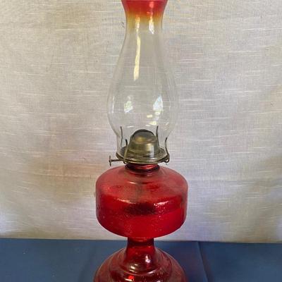 Vintage Ruby Red Hurricane Lamp