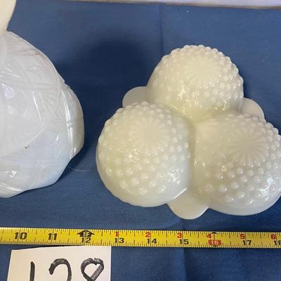 Vintage Milk Glass Hobnail Three Bowl Candy Dish and More