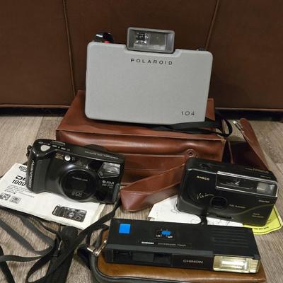 Vintage Camera Lot - Polaroid, Fuji, Ansco, & Chinon