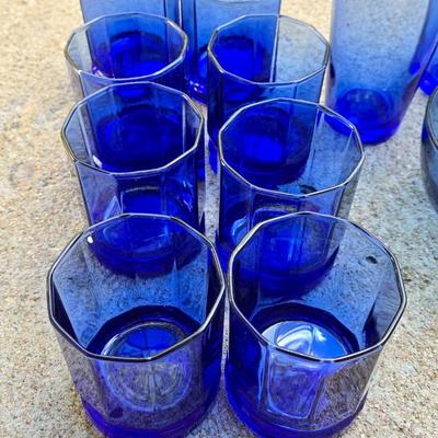 Vintage Cobalt Blue Glasses & Bowl