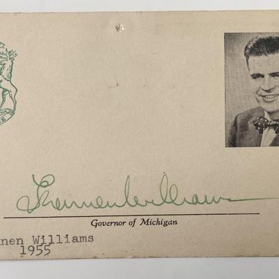 Governor of Michigan G. Mennen Williams signed autograph card 