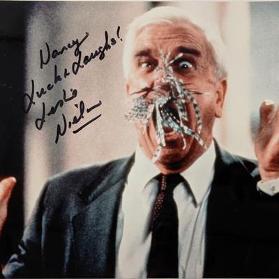 Police Academy Leslie Nielsen signed photo