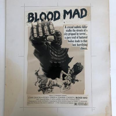 Blood Mad (The Glove) Original 1979 Vintage Movie Advertising Paste Up 