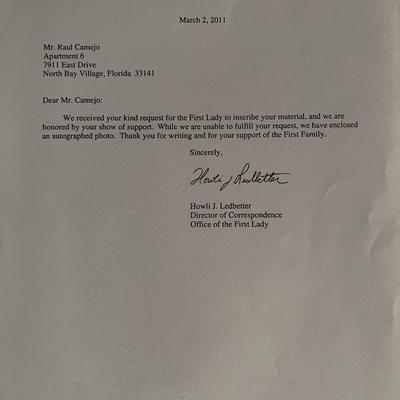 Howli J. Ledbetter facsimile signed letter