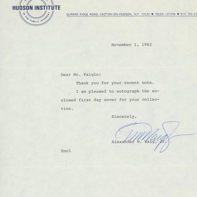 Alexander Haig signed letter