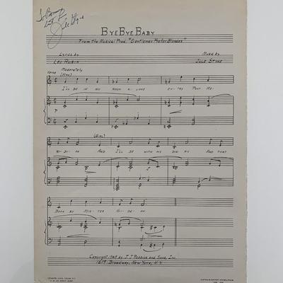 Bye Bye Baby Jule Styne signed lyrics 