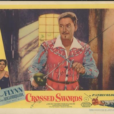 Errol Flynn signed "Crossed Swords" movie photo 