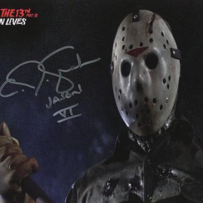 C.J. Graham signed "Friday the 13th Part VI: Jason Lives" movie photo