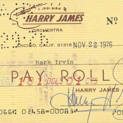 Harry James signed check