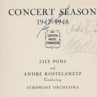 Griffith Music Foundation signed program 1947-1948